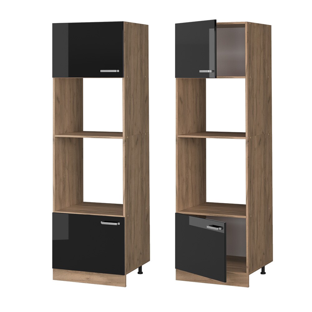 Vicco Mikrowellenschrank Küchenschrank R-Line Solid Eiche Schwarz 60 cm modern