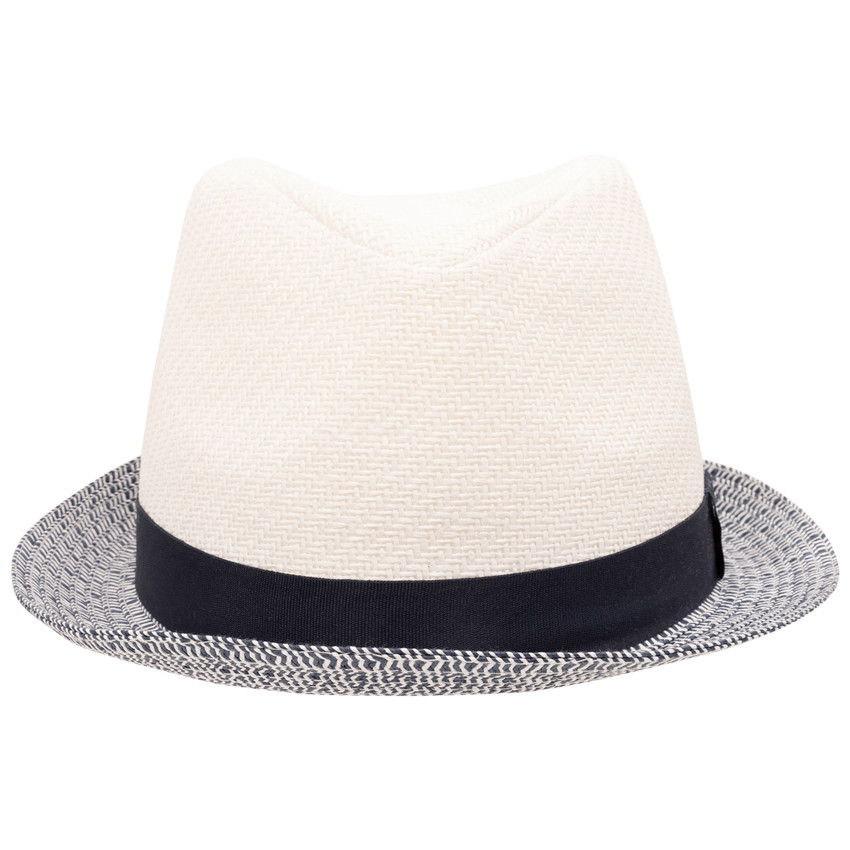 Borsalino tressé en paille bicolore avec galon pour garçon