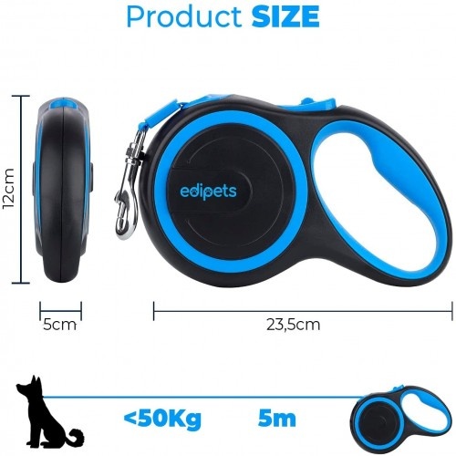 Guia ajustável e extensível para cães Edipets, azul.