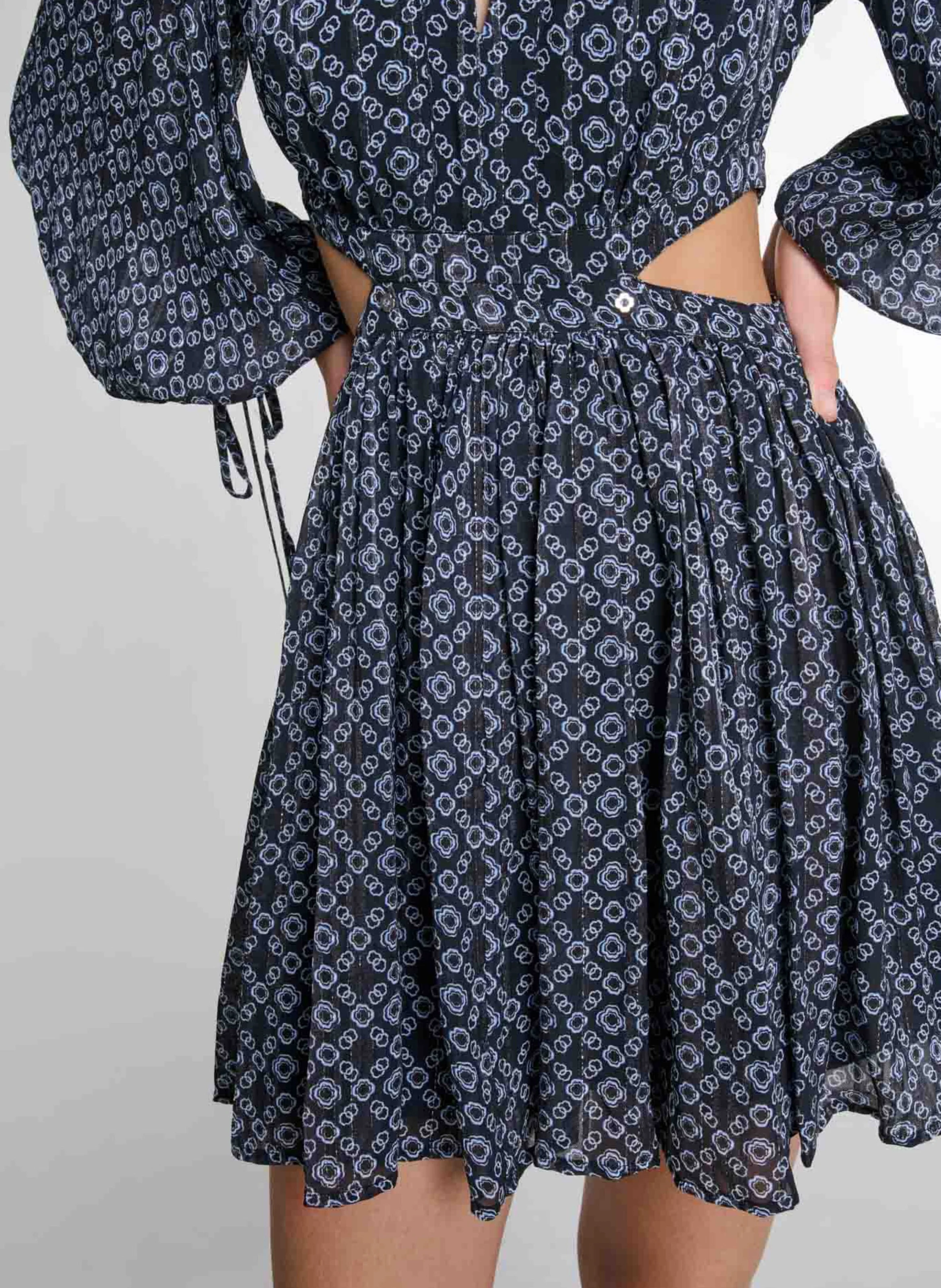 Robe courte imprimé monogramme | Noir