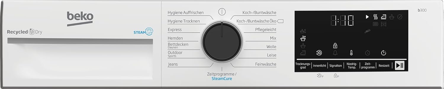 Beko Wäschetrockner 8kg, Stiftung Warentest GUT (2,5)*, allergikergeeignet, Hygiene Trocknen, SteamCure Dampffunktion, 15 Programme, Express, B3T42249S, Weiß