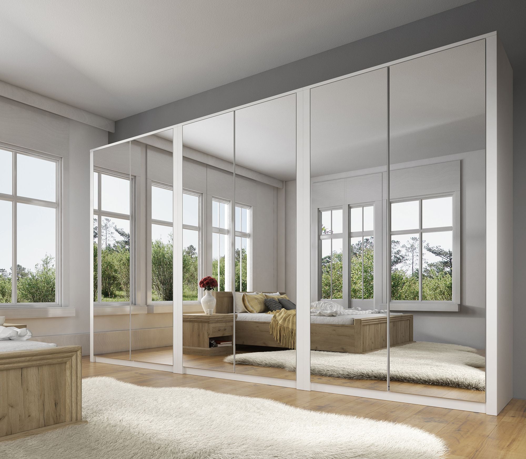 Malibu - Kledingkast 6-deurs - Wit - 340x53x197 cm
