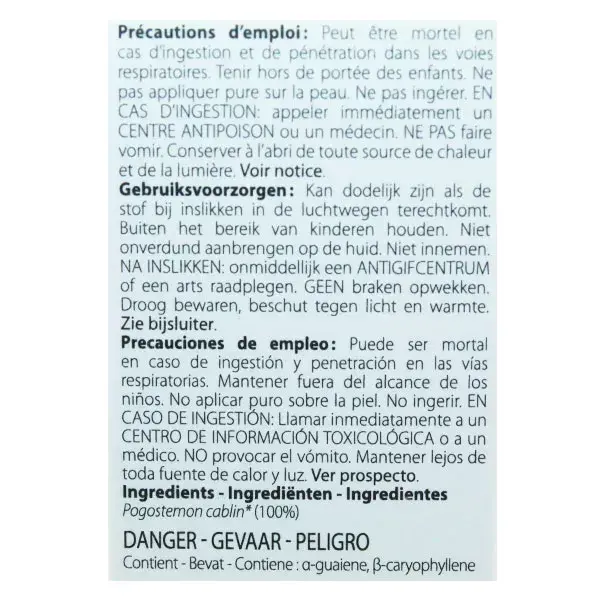 Óleo Essencial de Patchouli Orgânico Pranarom 10ml