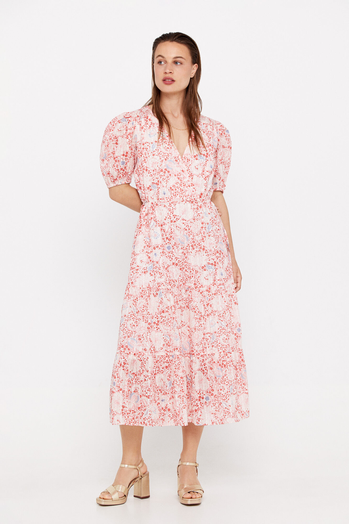 Vestido longo estampado - Estampa branca