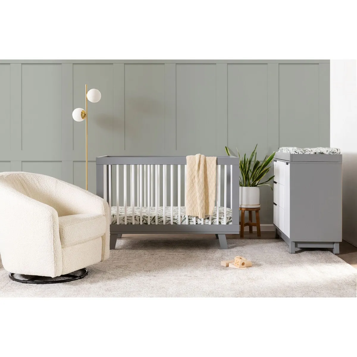 Babyletto Couchette Convertible 3 en 1 Hudson - Gris  Blanc