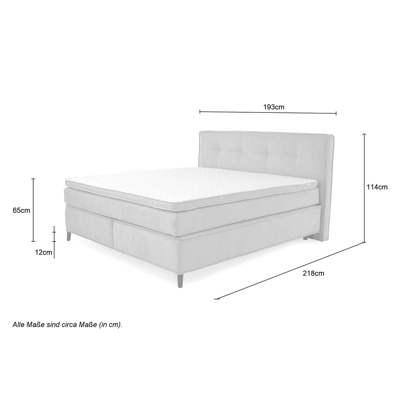 Boxspringbett Capello Flachgewebe 180 x 200 cm greige