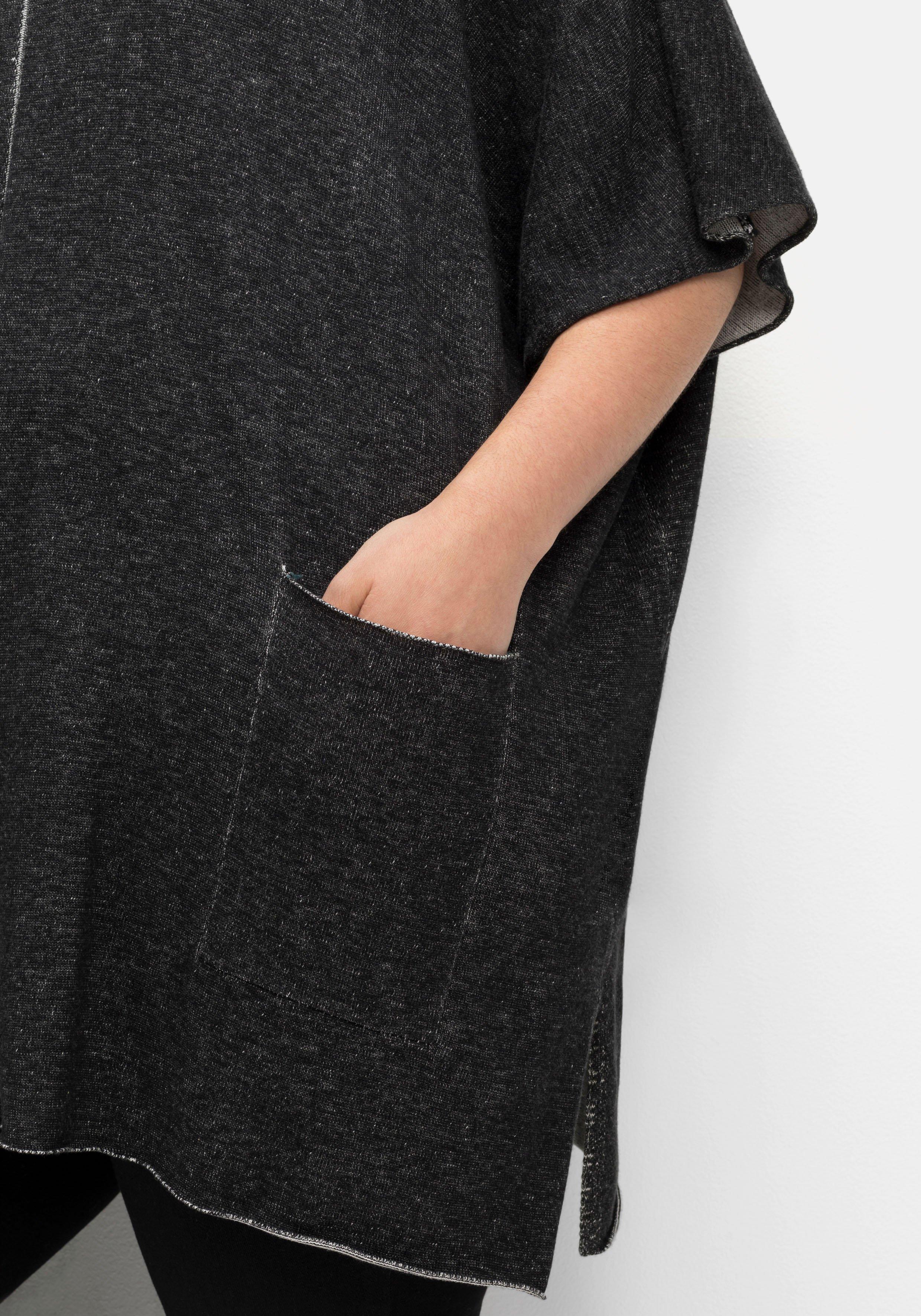 Kurzarmpullover mit V-Ausschnitt und Taschen