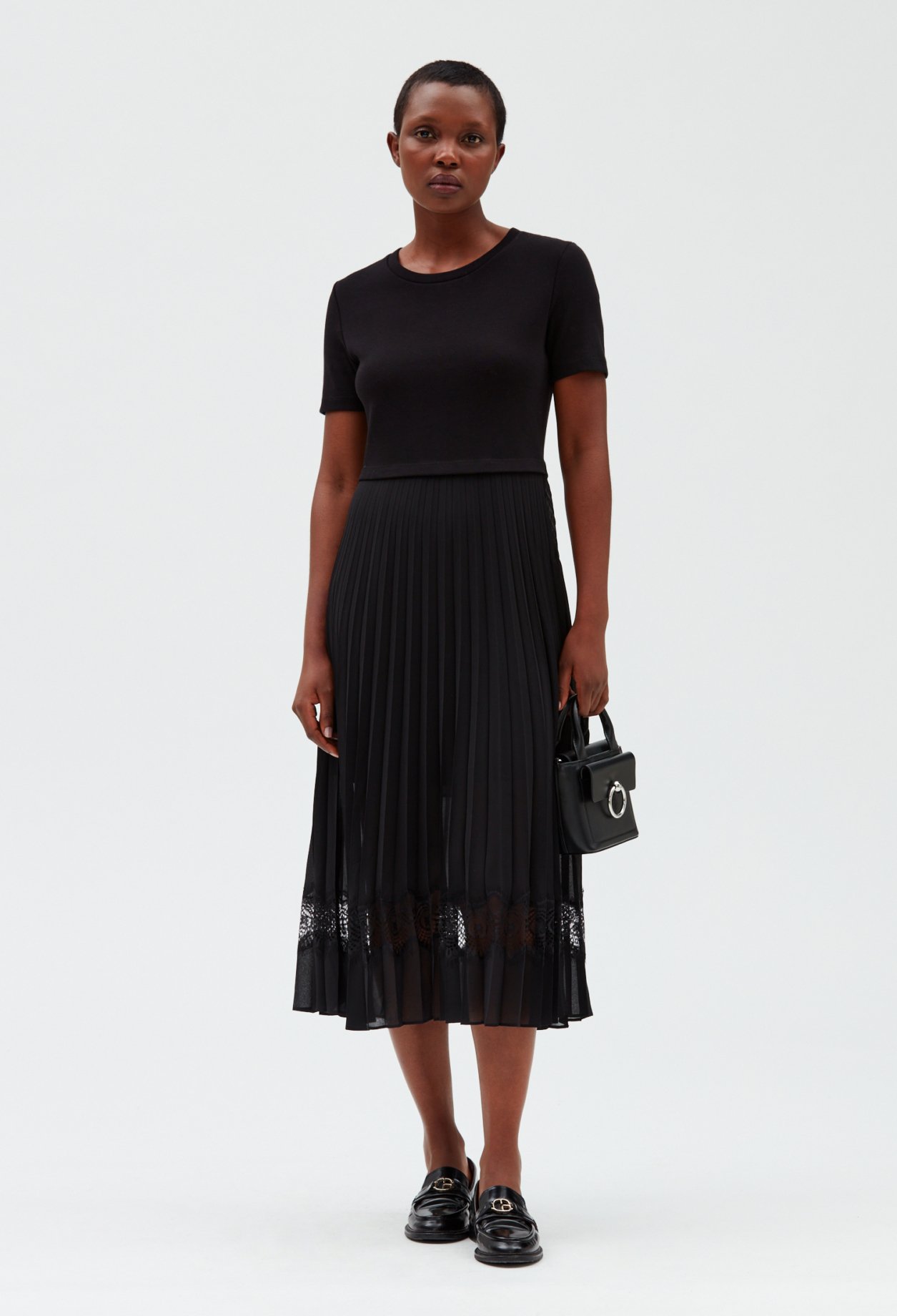 Robe midi Teli bi-mati&egrave;re noire