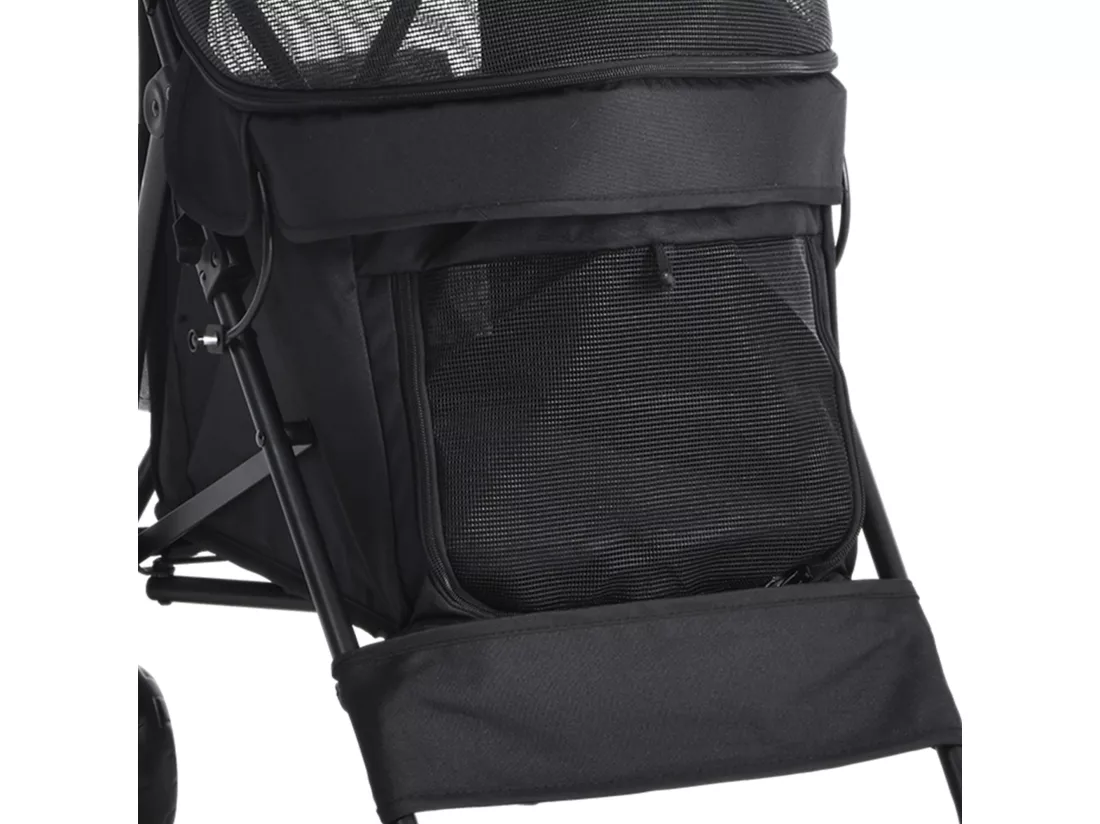 YITAHOME Poussette pour Chiens de Petite et Moyenne Taille - à 4 Roues avec Bretelles - Pliable - Porte-Gobelet - Gris
