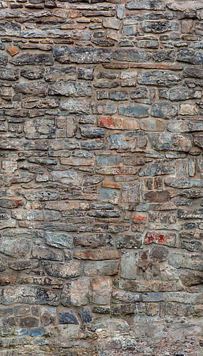 Papier peint panoramique Grandeco mur briques bleu L.280 x l.159 cm