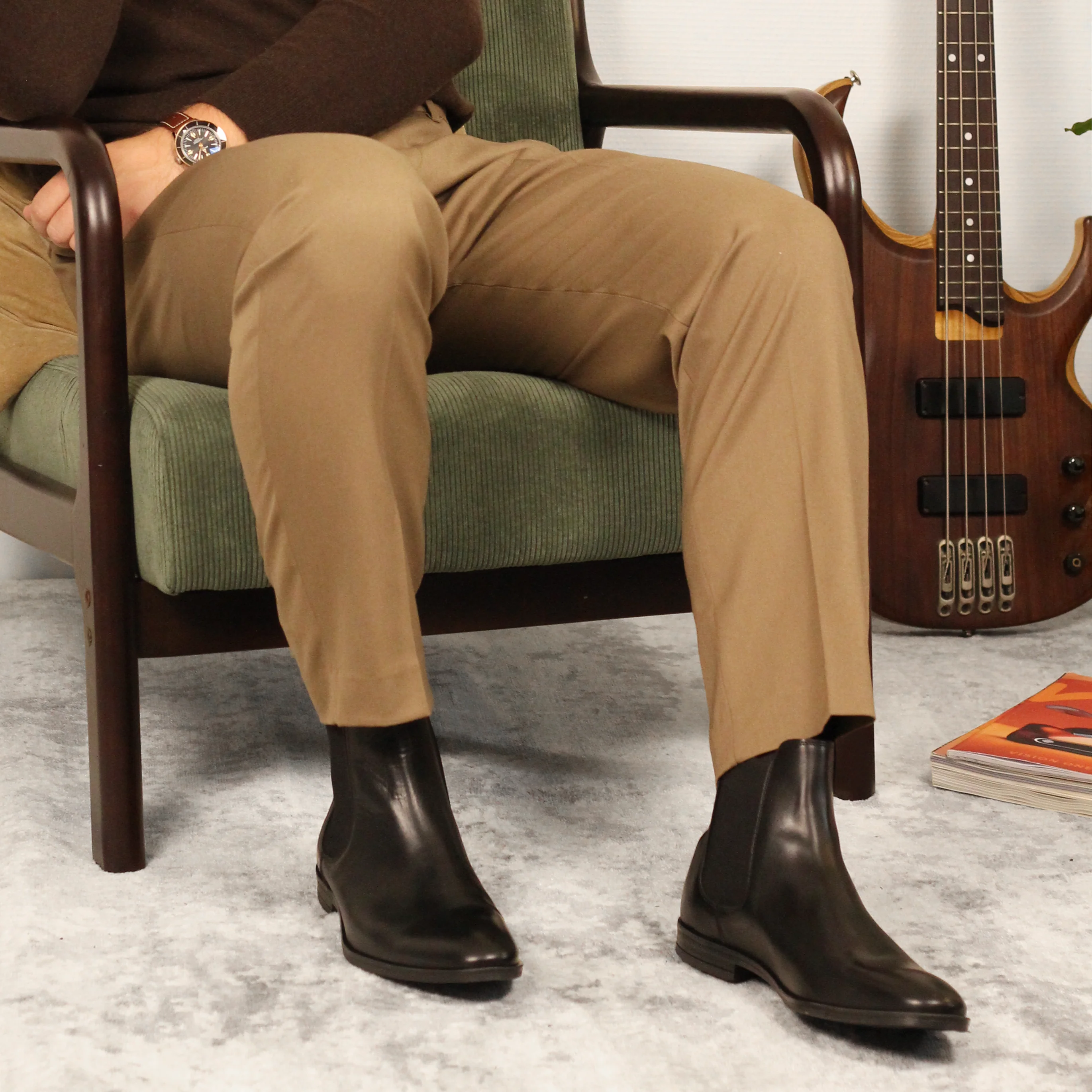 Berry-Chelsea boots en cuir noir
