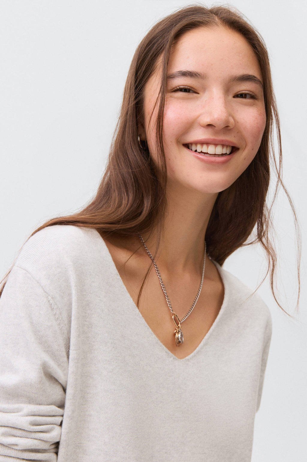 MANGO TEEN trui lichtgrijs fijn gebreid