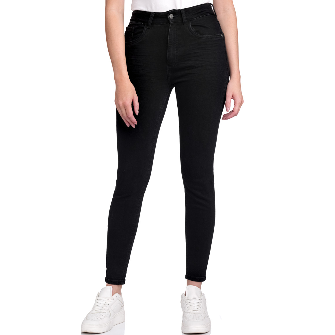 Jonas Nielsen Damen Skinny Jeans mit Used-Waschung schwarz
