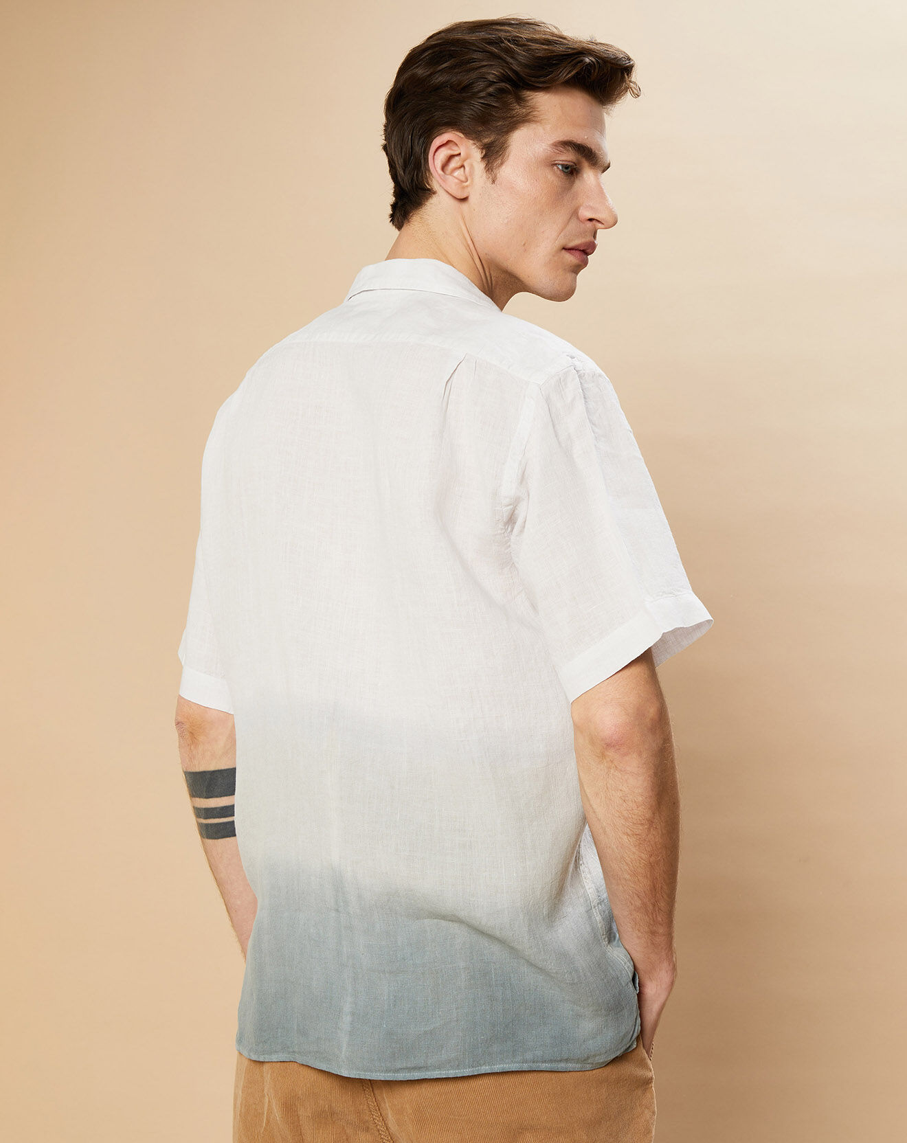 Hartford Chemise Regular 100% Lin Palm tie and dye craie/celadon/oyster