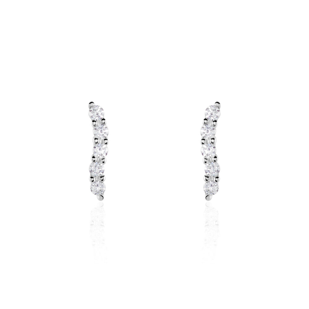 Boucles D'oreilles Puces Dahina Or Blanc Oxyde De Zirconium