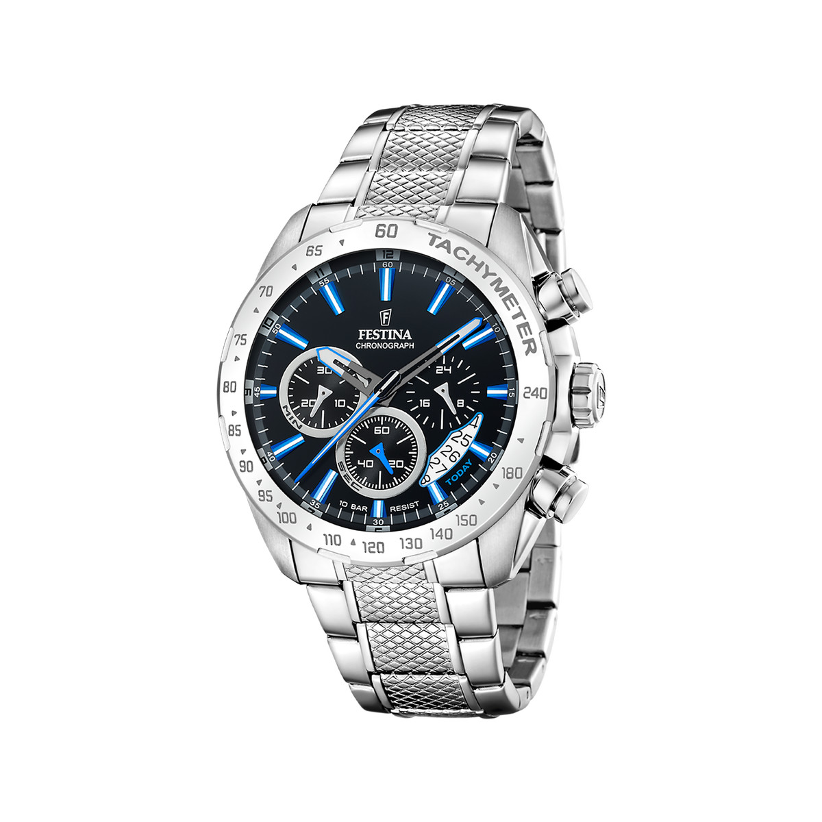 Montre FESTINA timeless chronograph homme chronographe, bracelet acier argent