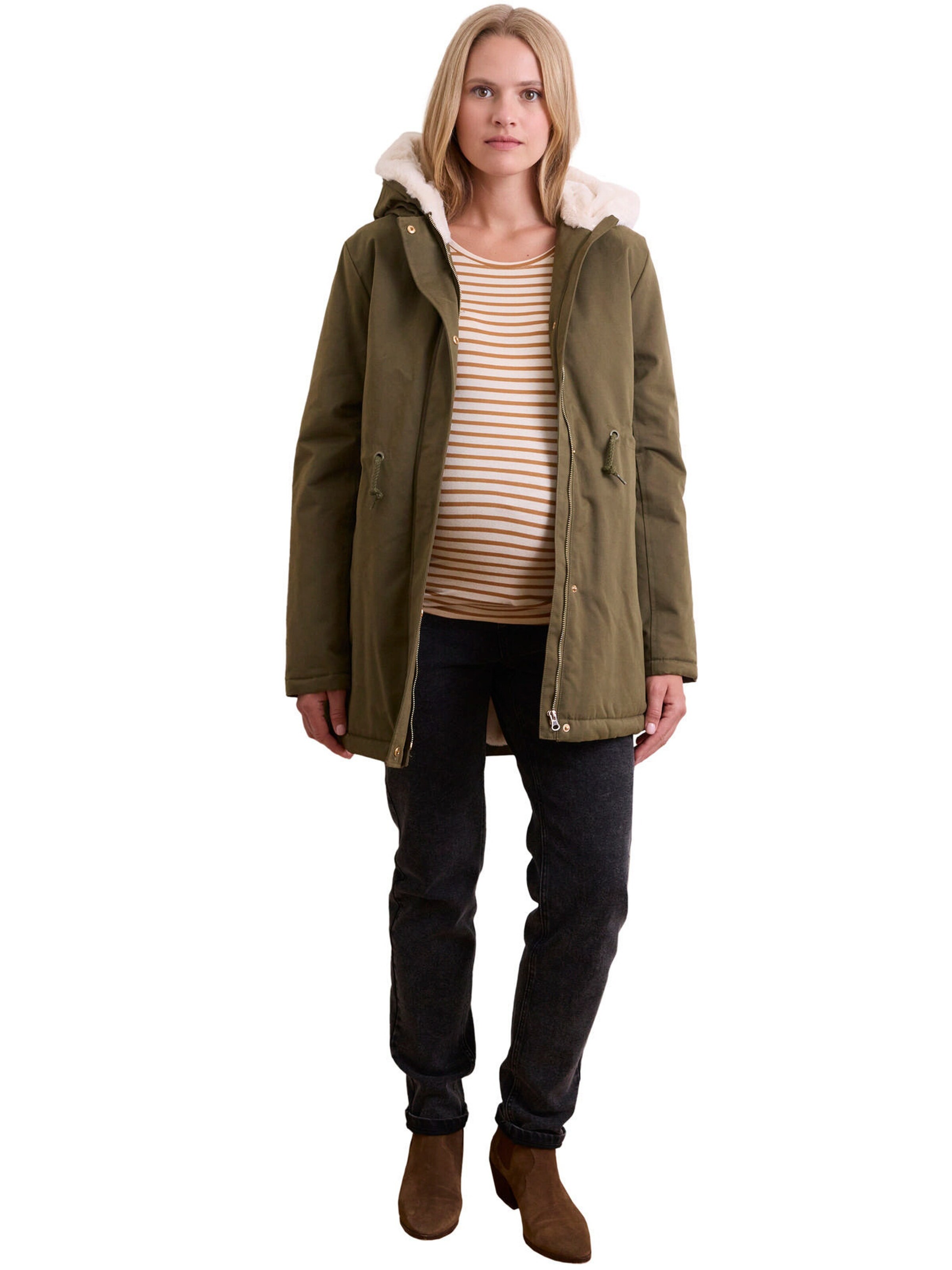 Vertbaudet Umstands-Winterjacke mit Webpelz-Futter khaki