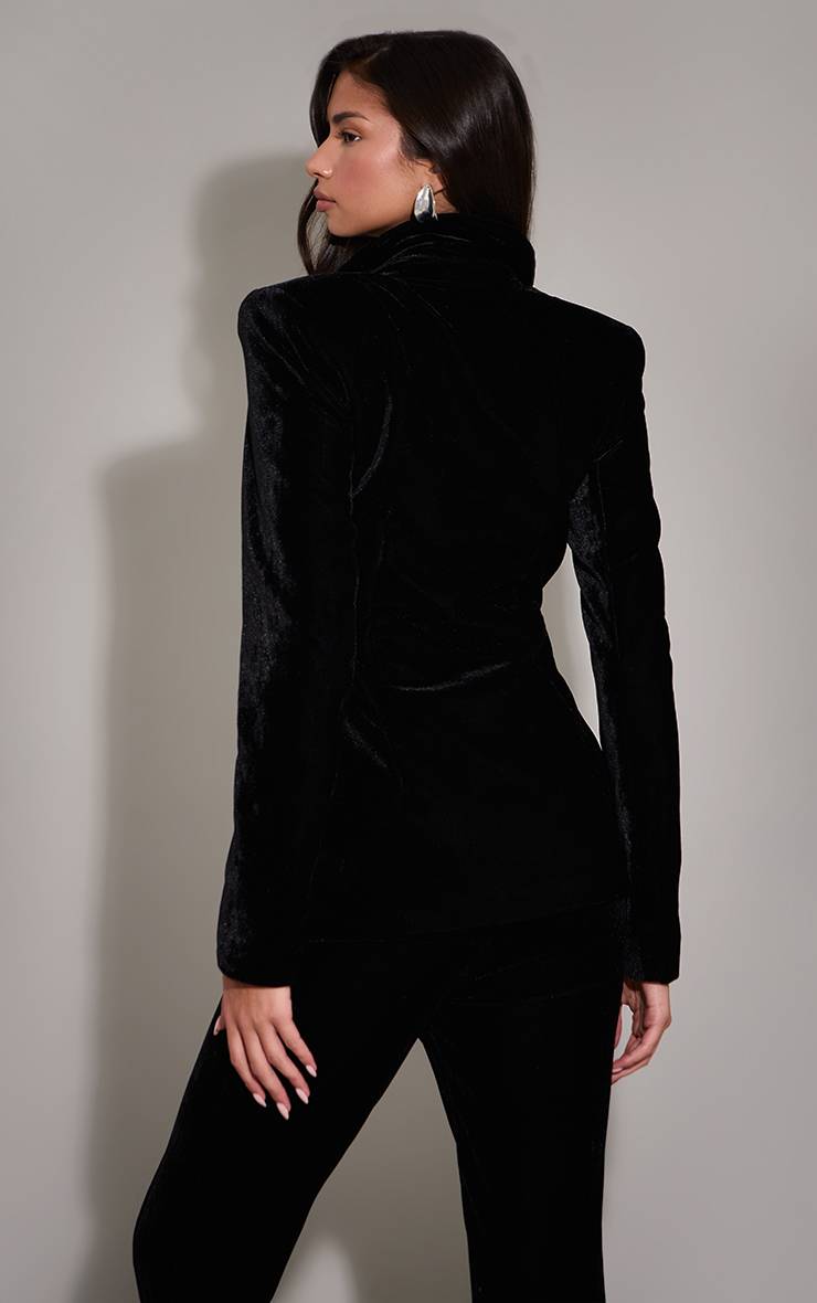 Noir Blazer Ajusté En Velours