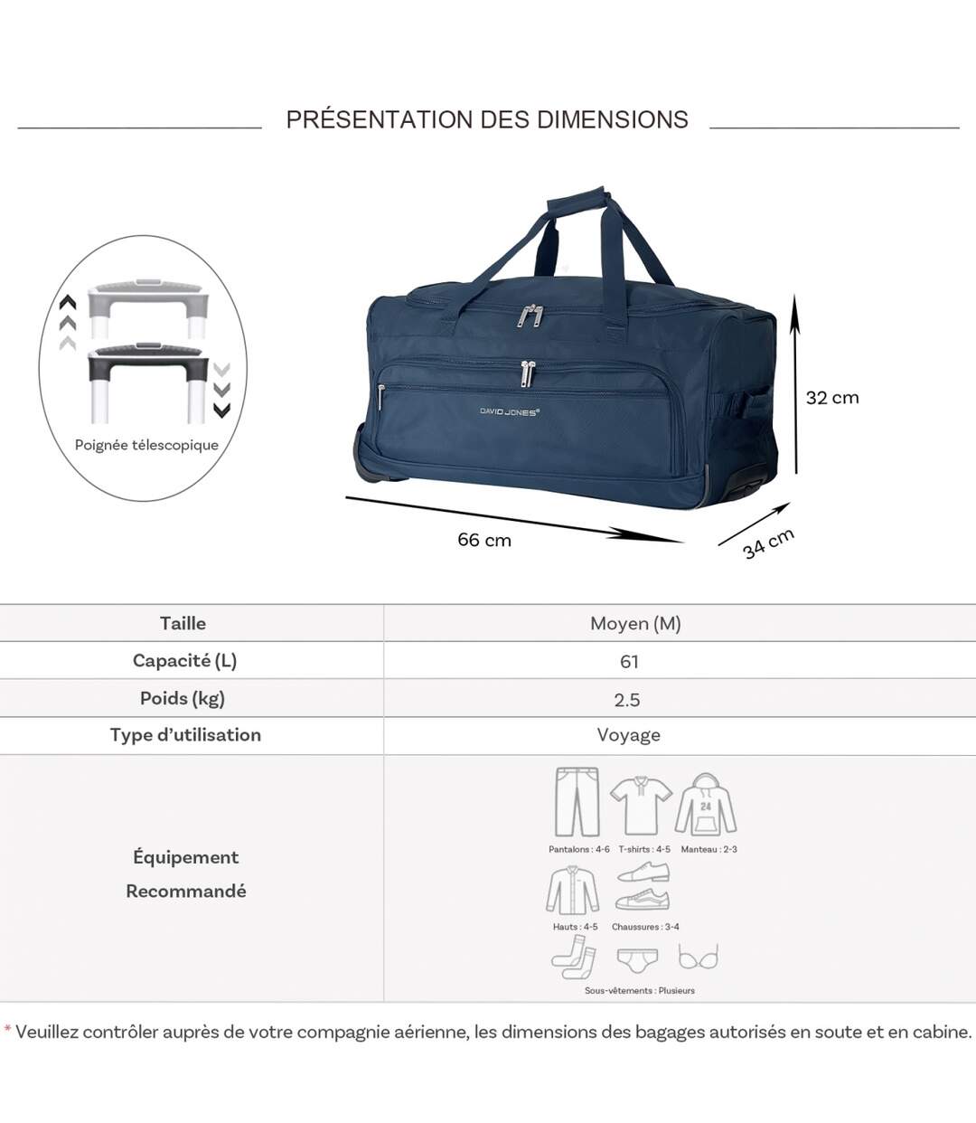Sac de voyage David Jones - ba60441m