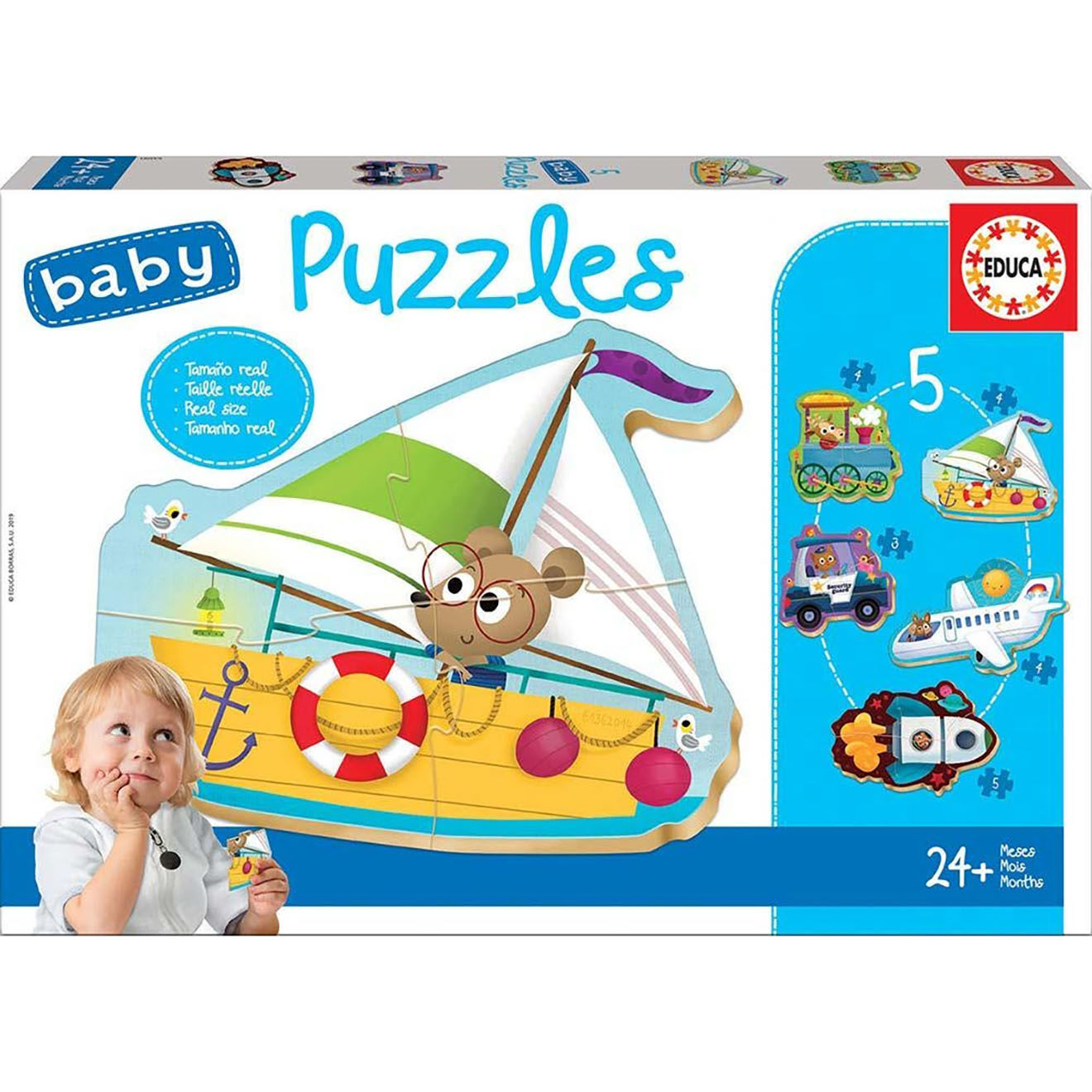 Educa 5 Puzzles Véhicules pour bébés progressifs - 2-4 pièces