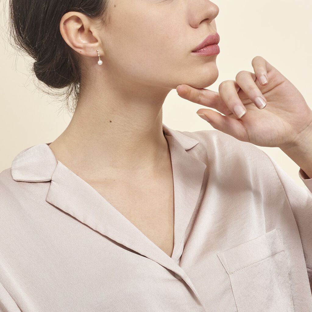 Boucles D'oreilles Pendantes Louise-marie Or Jaune Perle De Culture