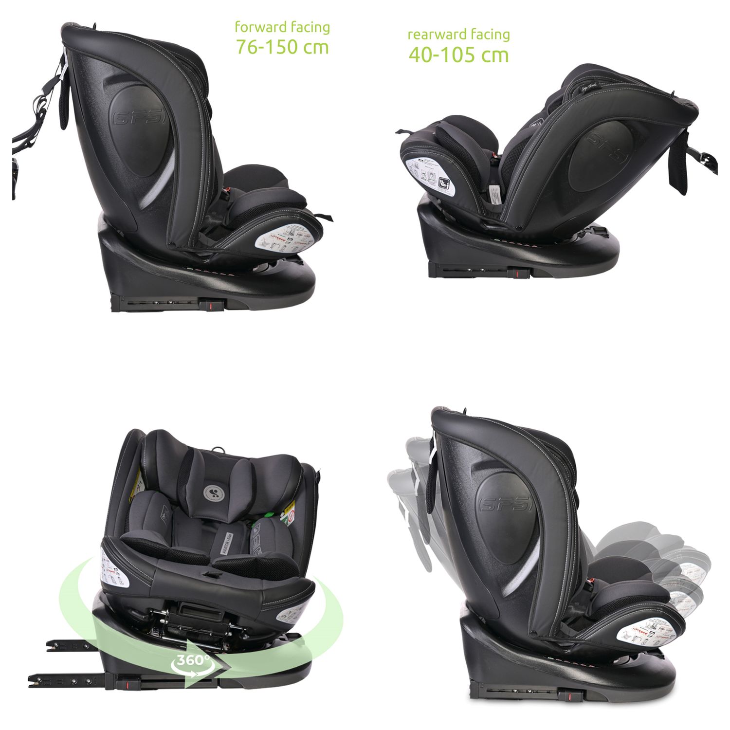 Lorelli Kindersitz i-Size Aviator (40-150cm) 360° drehbar, verstellbar, Isofix grau