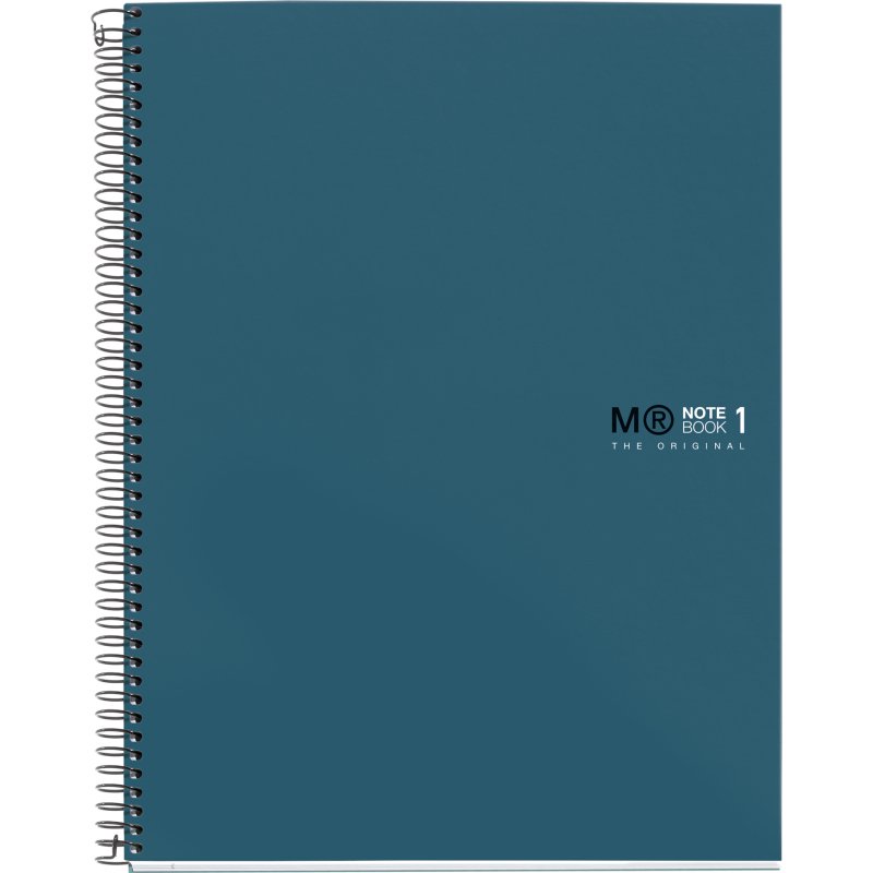 Notebook The Original, Couverture rigide, A4, lignes horizontales, 80 feuilles de 1 couleur, Miquelrius, Océan.
