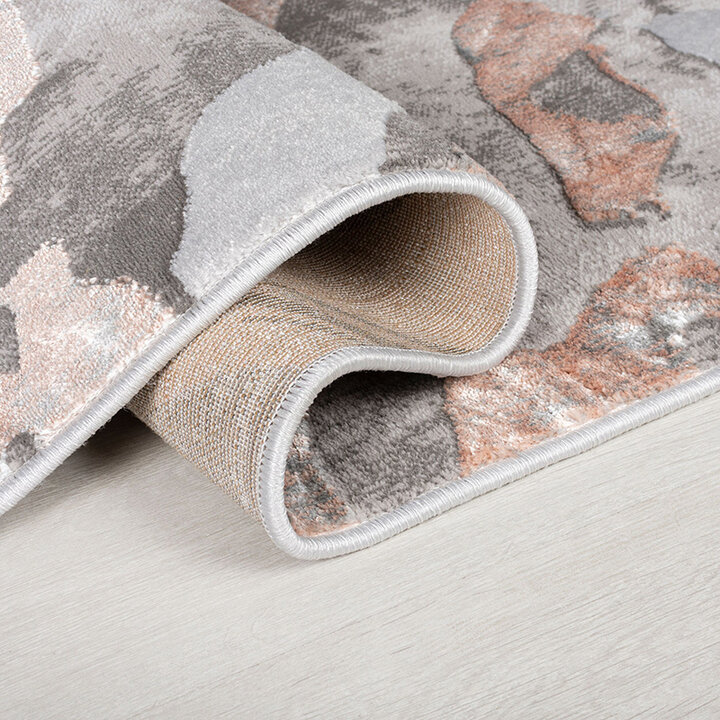 Marmer vloerkleed - Erio Marbled Grijs/Roze | 3D effect