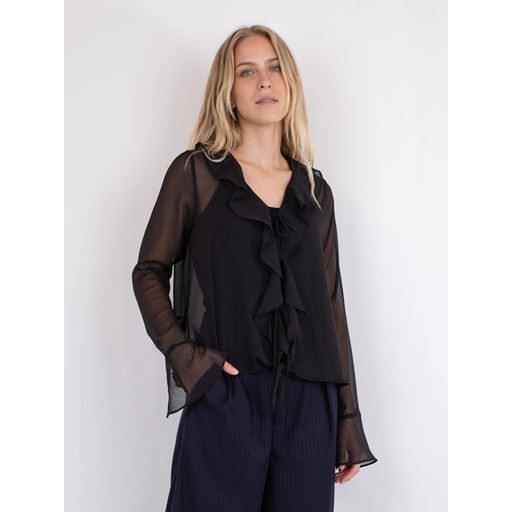 Neo Noir Anika Frill Bluse, Sort, 36