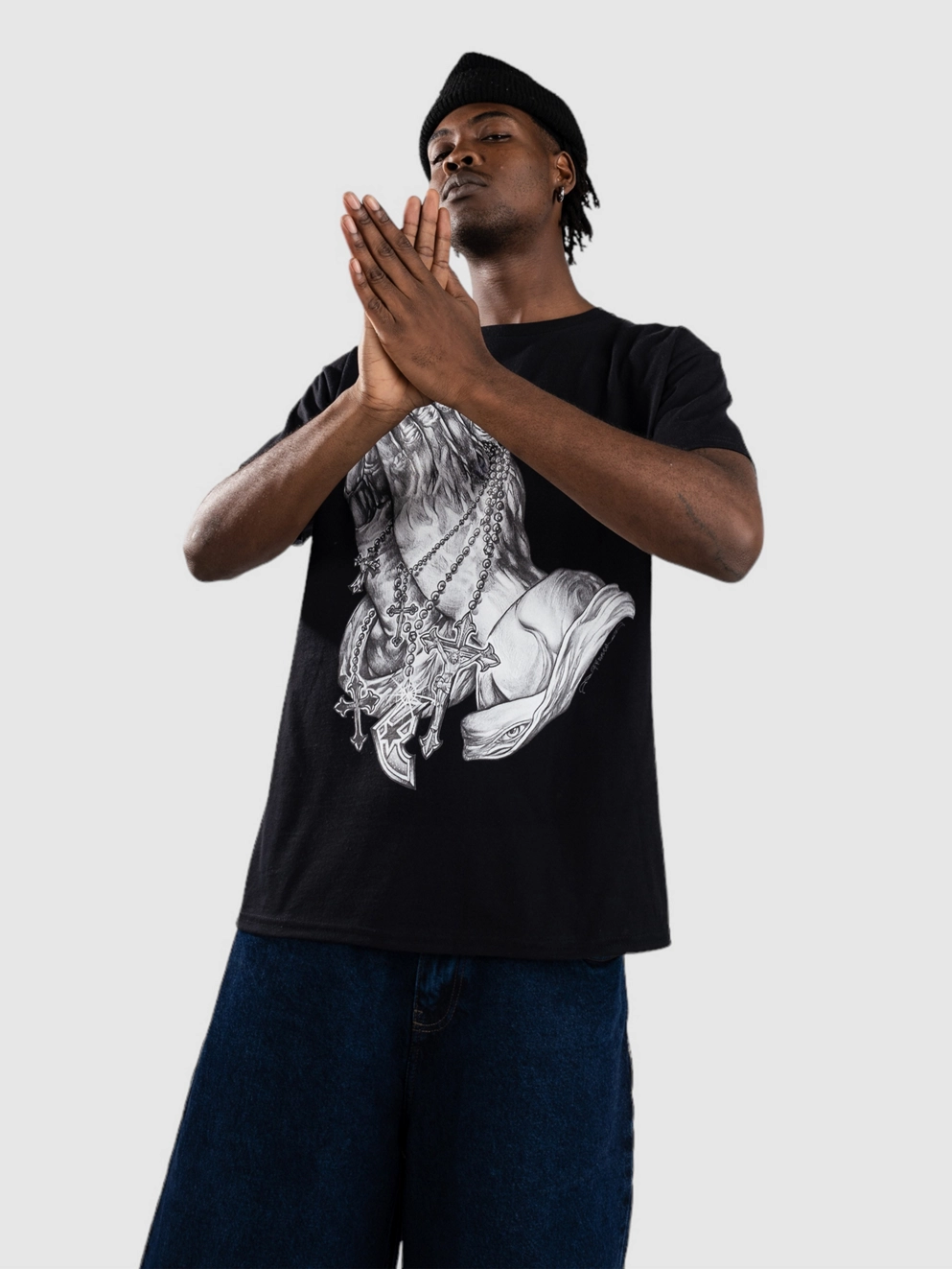 Famous Stars And Straps Praying Hands T-Shirt black