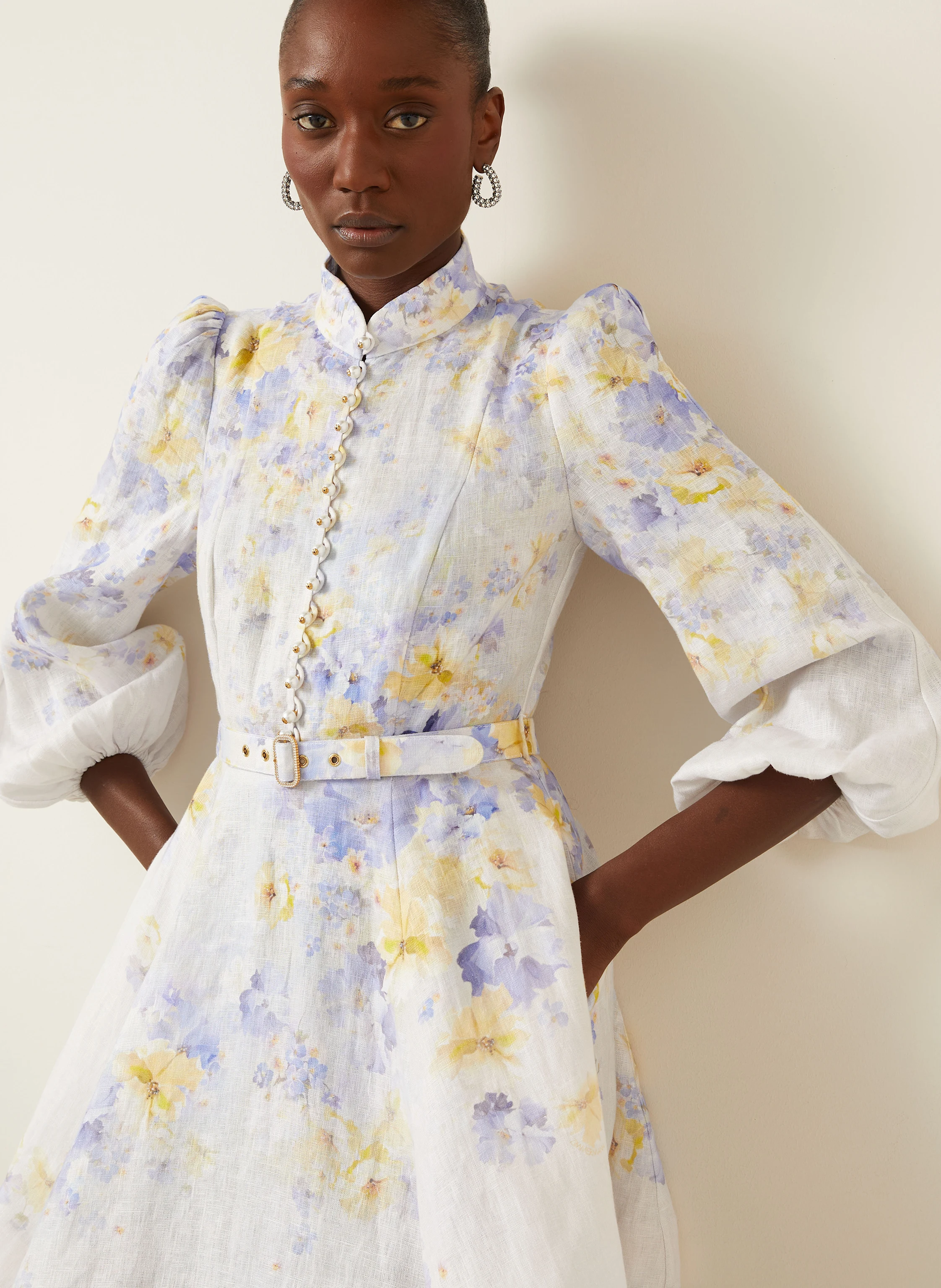 ZIMMERMANN Leinenkleid CRUSH mit Schmuckperlen