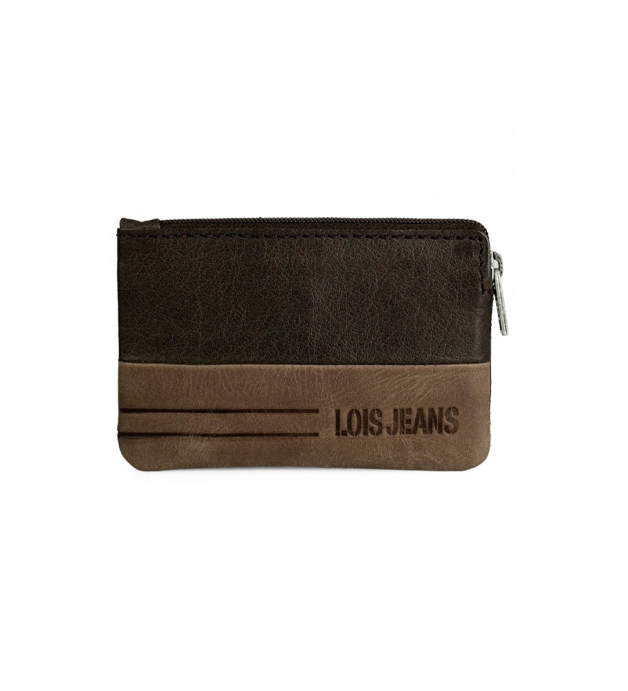 Carteira Lois em couro com sistema de chaveiro com bloqueio RFID 202402 Marrom - 11x7cm -