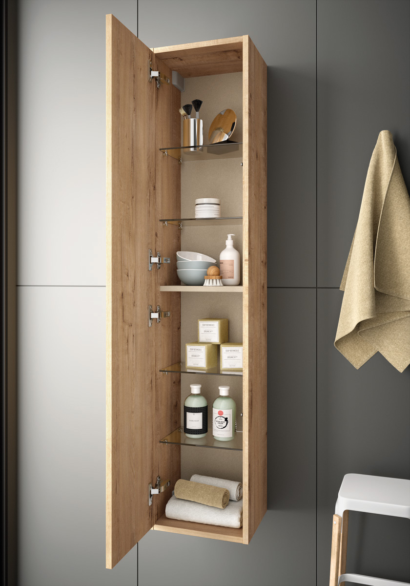 SCHADEMODEL: Muebles Resh badkamer kolomkast eiken 30x24x140cm