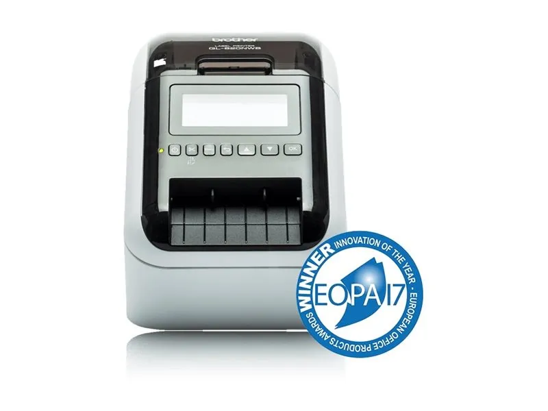 Brother QL-820NWBc - Etiketprinter - to-farvet (monokrom) - direkte termisk - Rulle (6,2 cm) - 300 x 600 dpi - op til 110 etiketter/min. - USB 2.0, Bluetooth 5.2, Wi-Fi(n), LAN - skærer - blank sort, hvid