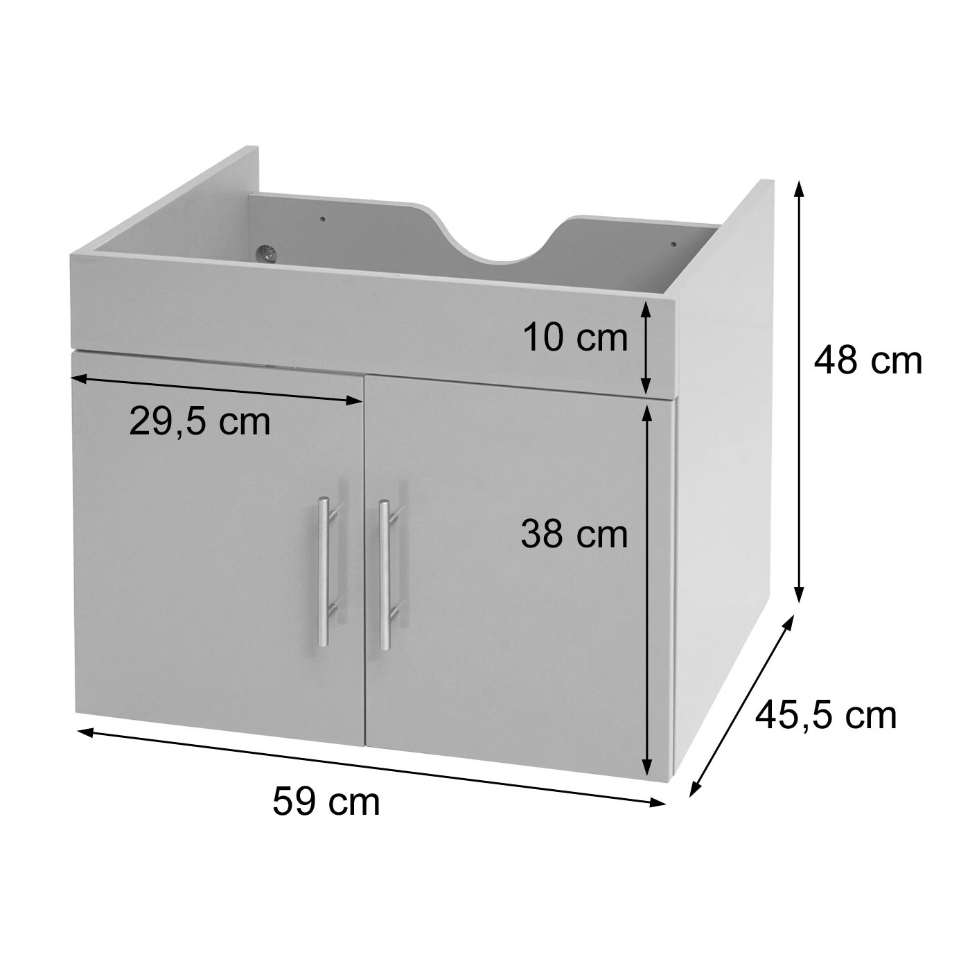 Waschbeckenunterschrank MCW-D16, Waschtischunterschrank Waschtisch Unterschrank Badmöbel, MVG hochglanz 60cm ~ weiß