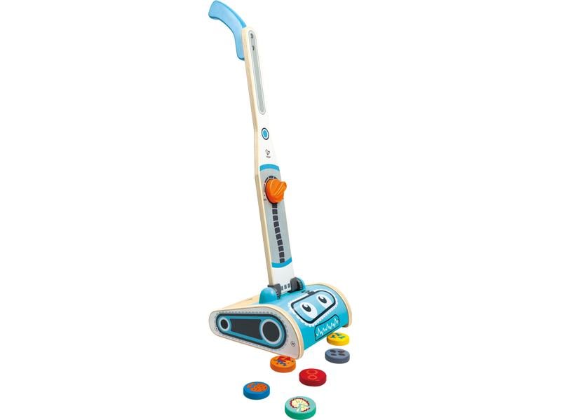 Hape Spiel-Haushaltsgerät Robot Vacuum Staubsauger Spielzeug-Staubsauger mit fröhlichem Robotergesicht