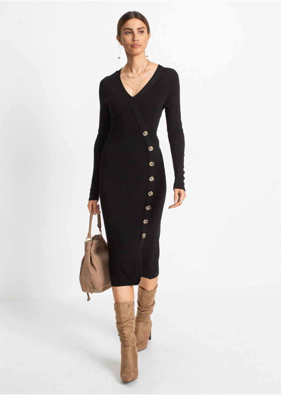 Robe en maille à boutons