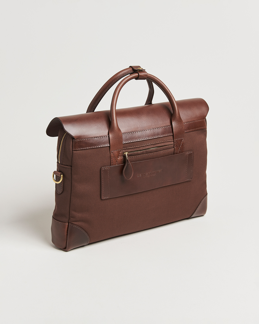 Bennett Winch Canvas Briefcase Chocolate