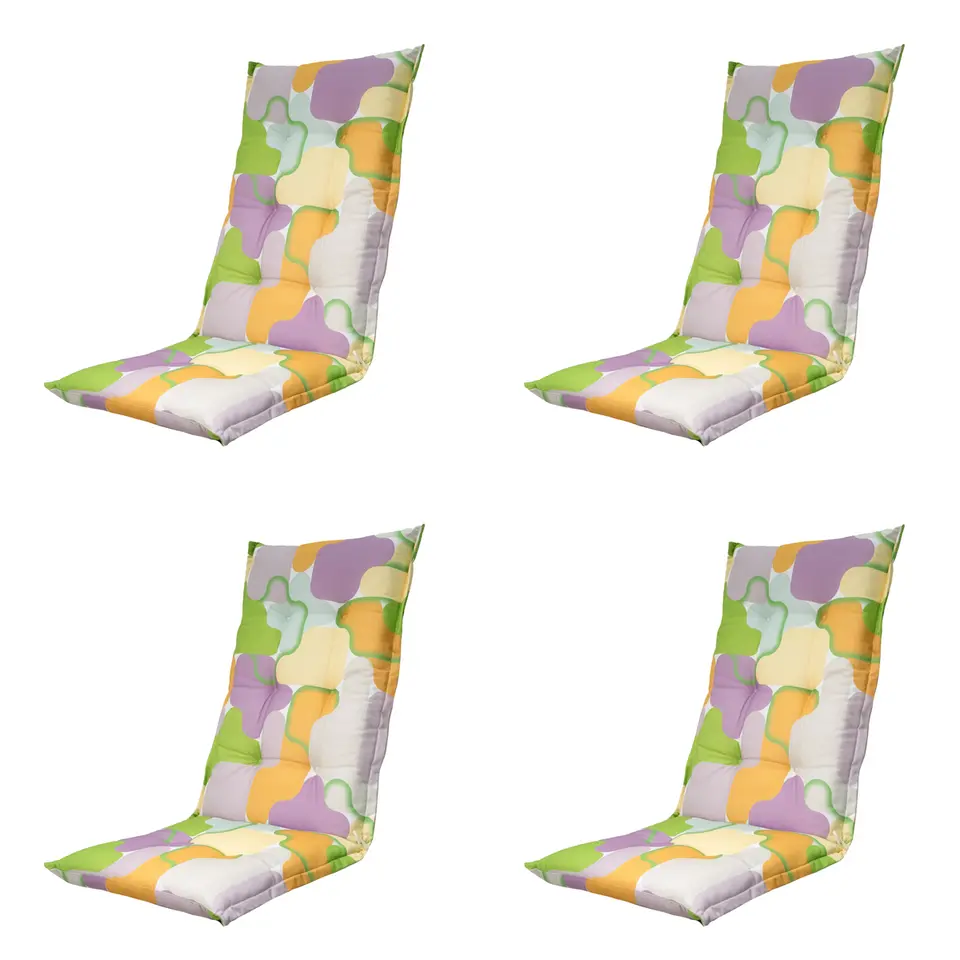 Madison - Tuinstoelkussen Hoge Rug Grafi lila - Ca. 123x50 cm - Set van 4