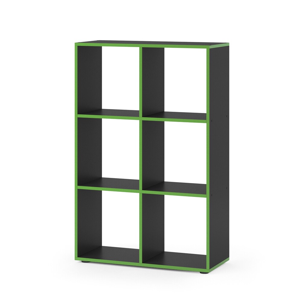 Vicco Raumteiler Standregal Bücherregal 6 Fächer Regal Schwarz/Grün Hochregal