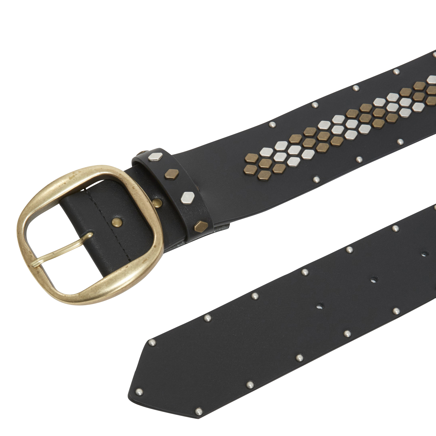 Ceinture cloutée en cuir | Noir