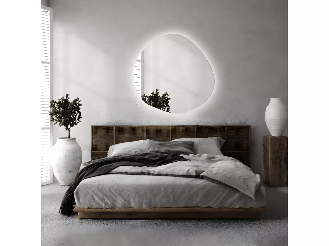 Beau grand miroir LED irrégulier pour la chambre 100 cm - lumière chaude