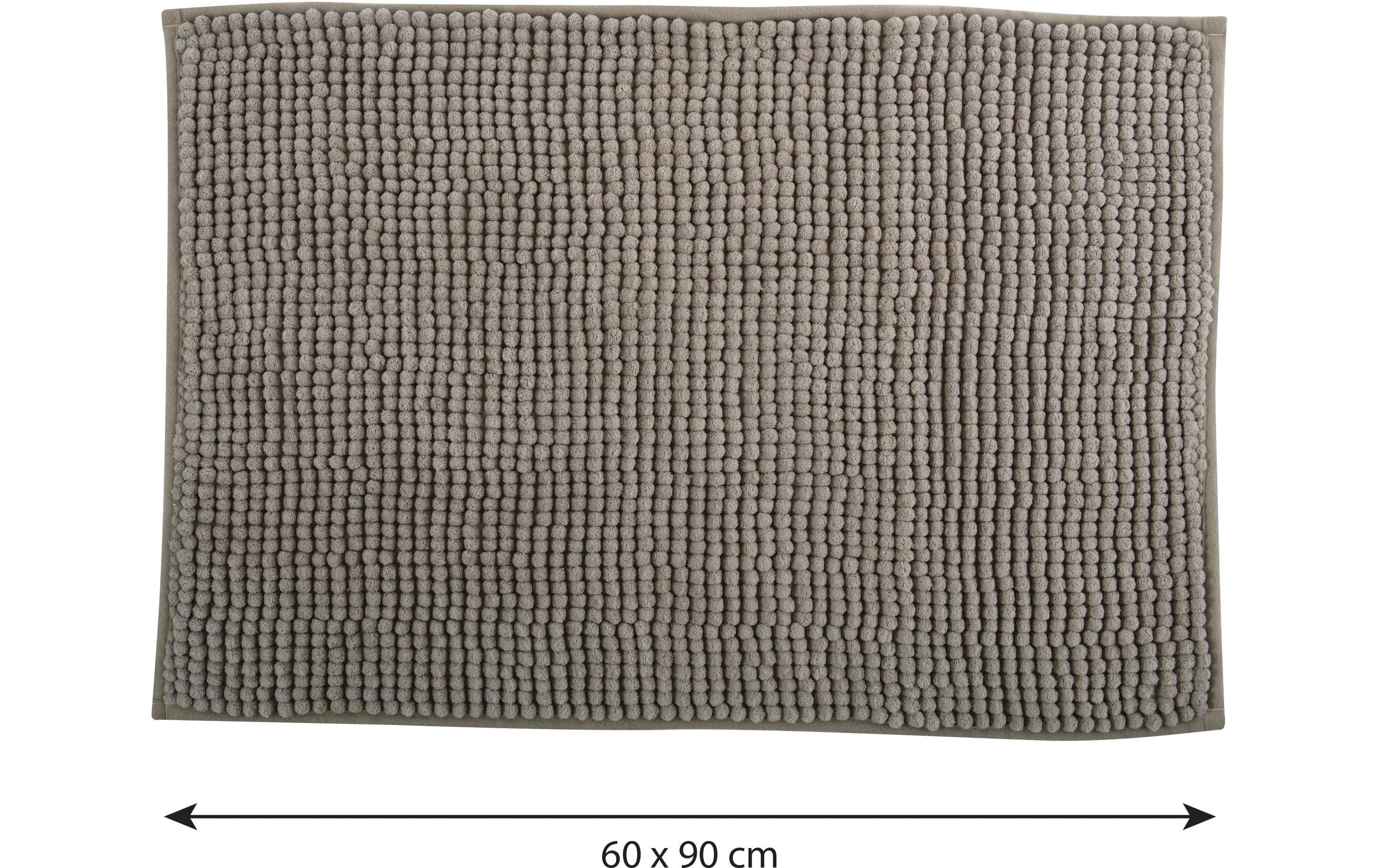 Badteppich Chenille 60 x 90 cm, TaupeBadematte mit rutschfester Unterseite