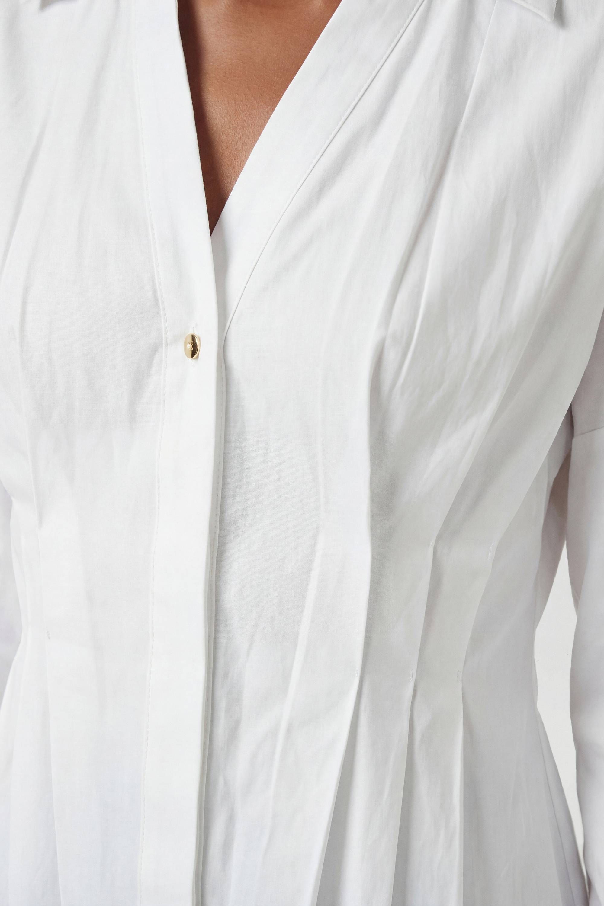 KarenMillen Chemise À Manches Longues En Coton Avec Détail Plissé