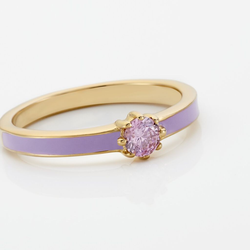 Bague Rosa Plaqué Or Jaune Oxyde De Zirconium