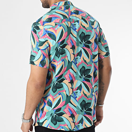 Chemise Manches Courtes Vert Floral