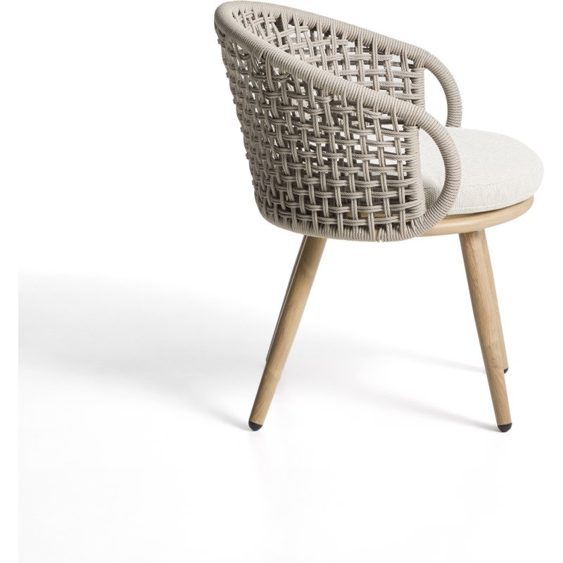 Chaise d’extérieur Lidario en aluminium effet bois et corde synthétique taupe