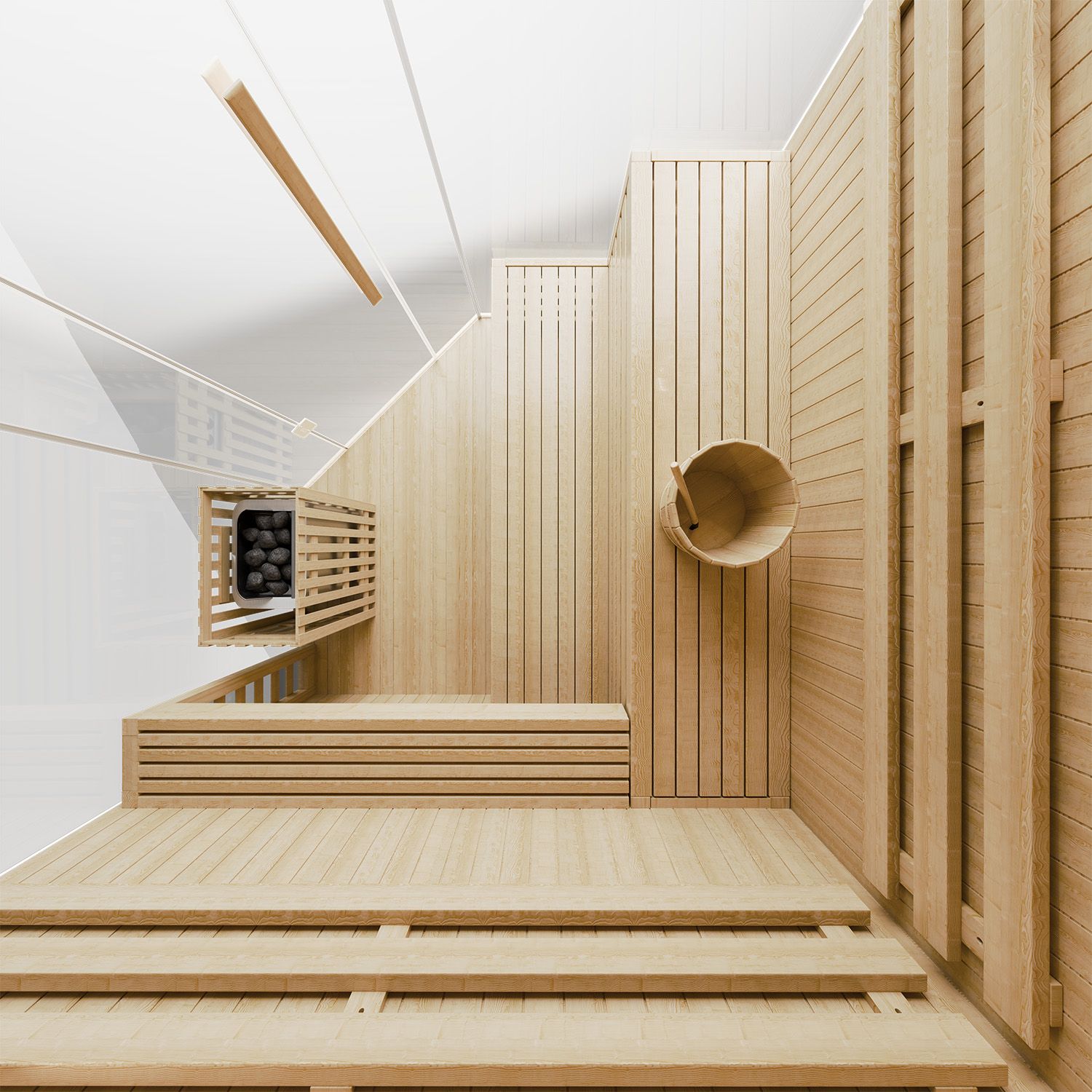 Artsauna Saunakabine Espoo200 Premiummit Harvia Ofen – 5 Personen – Hemlock Holz & Glasfront