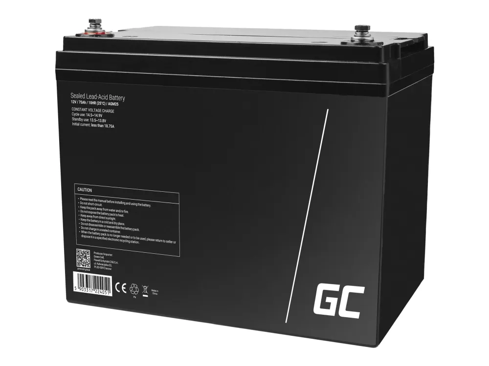 Green Cell - UPS-batteri - 1 x batteri - Sealed Lead Acid (SLA) - 75 Ah - sort