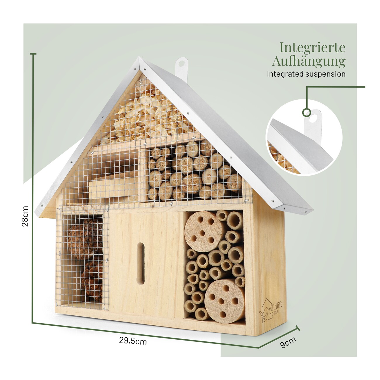 WILDLIFE HOME Insektenhotel mit Metalldach 2 Stück